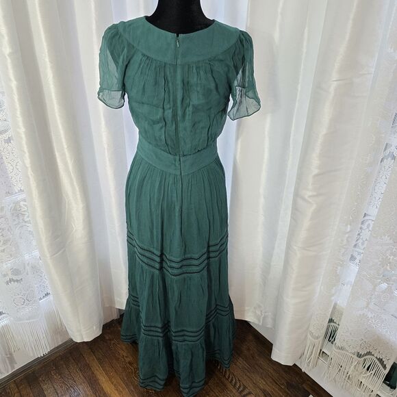Boden Trim Detail Maxi Dress Deep Forest Green US 2 Womens Spring Photos Boho - Picture 7 of 12